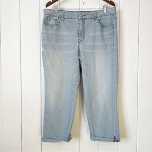Nine West Vintage America Collection Striped Boho Cropped Cuffed Stretchy Jeans.